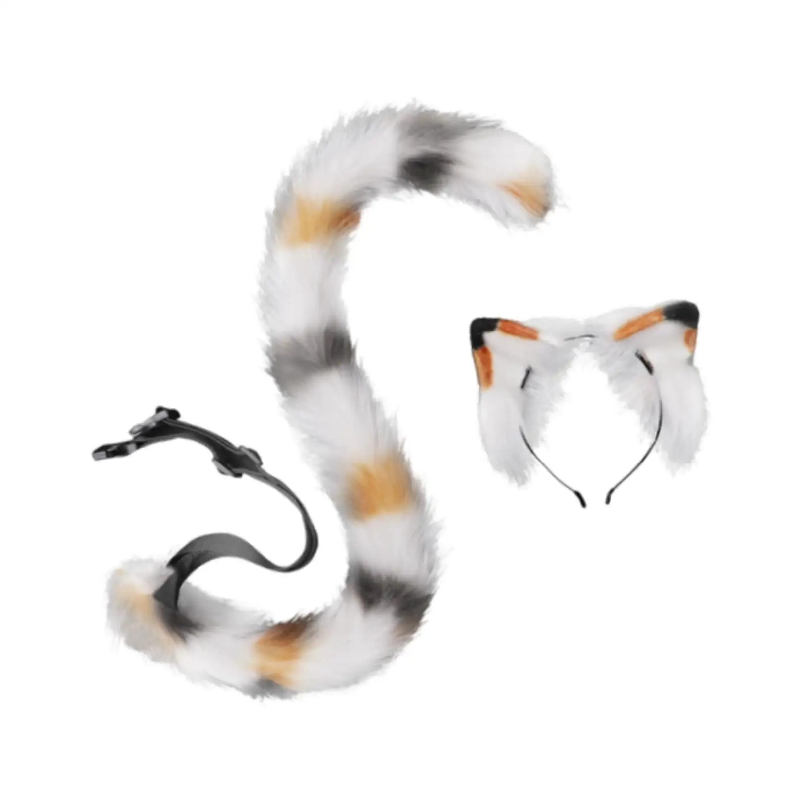 Cat Ears and Tail Set Cosplay Bendable Animal Ears Tail Cat Headband for Prom Carnival Role Play Masquerade Stage Performance