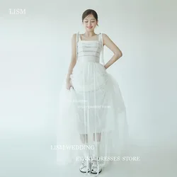 LISM Simple Tulle Spaghetti Strap Wedding Dress Korea Women Photoshoot  Vestidos De Novia Lace Up Floor LengthFormal Bride Dress