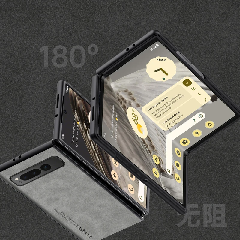 Matte Case for Pixel Fold PU Leather Hard Plastic Back Cover For Google Pixel Fold G9FPL
