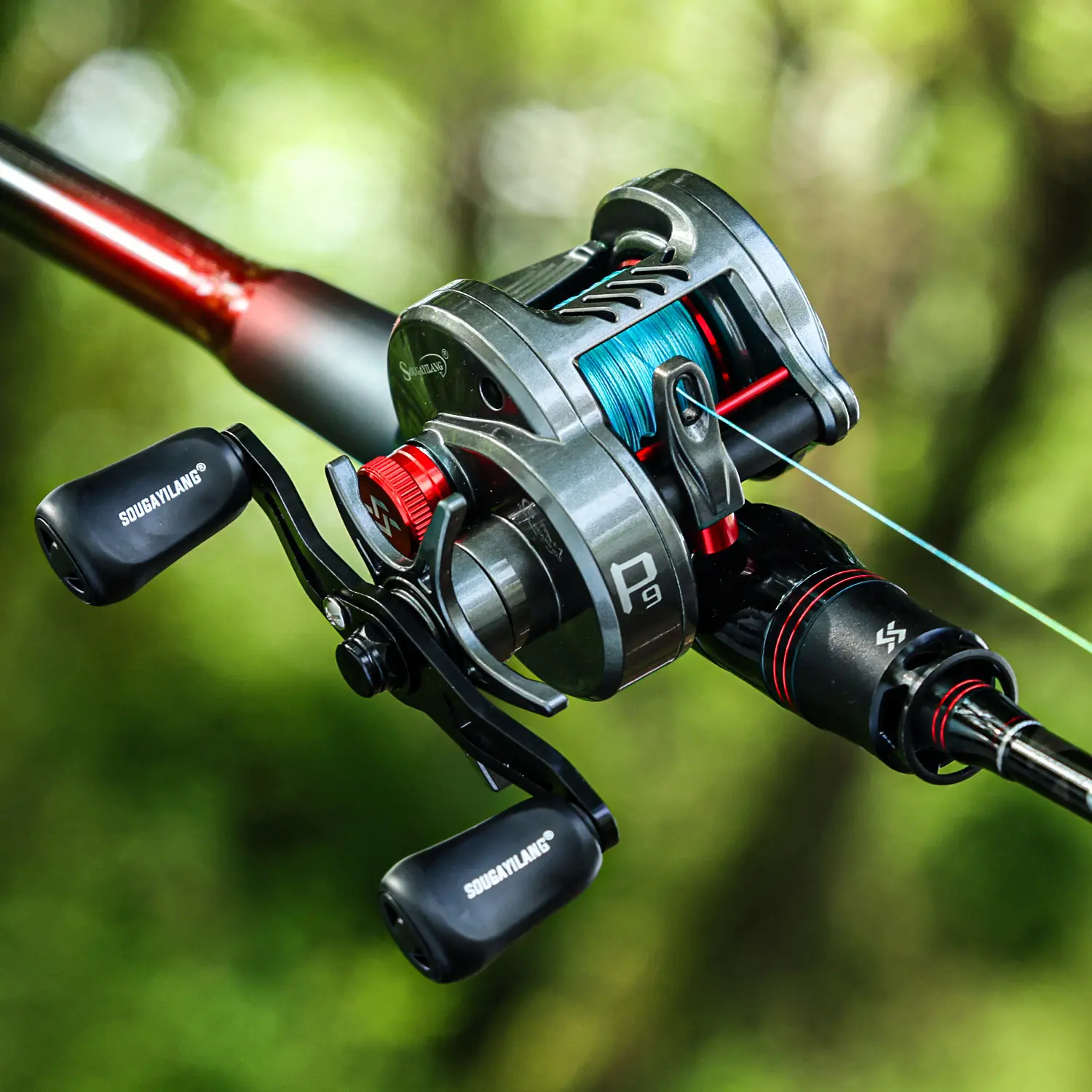 Sougayilang P9 DC Baitcaster-Rolle mit elektronischer Bremse, Übersetzungsverhältnis 7,2:1, 5+1BB, Anti-Explosion-Schnur, Salzwasser- und Süßwasser-Angelrolle – Detail 14