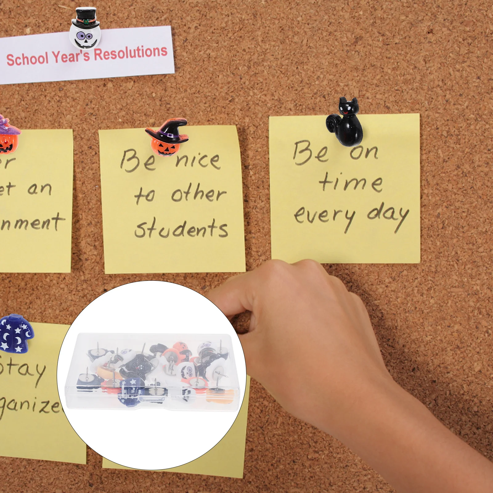 1 Box Resin Push Pins For Cork Board Thumbtacks Decorative Household Tacks Wall Map Pin Bulletin Board Office Supply Halloween