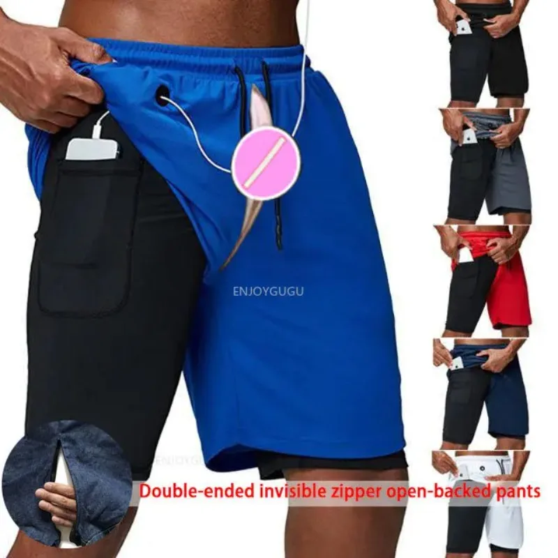 

Beach Shorts Men Open Crotch Sex Pants Swimsuits Thin Quick-Dry Casual Short Men Clothing Swim Trunks Gym Basketball Sweatpants