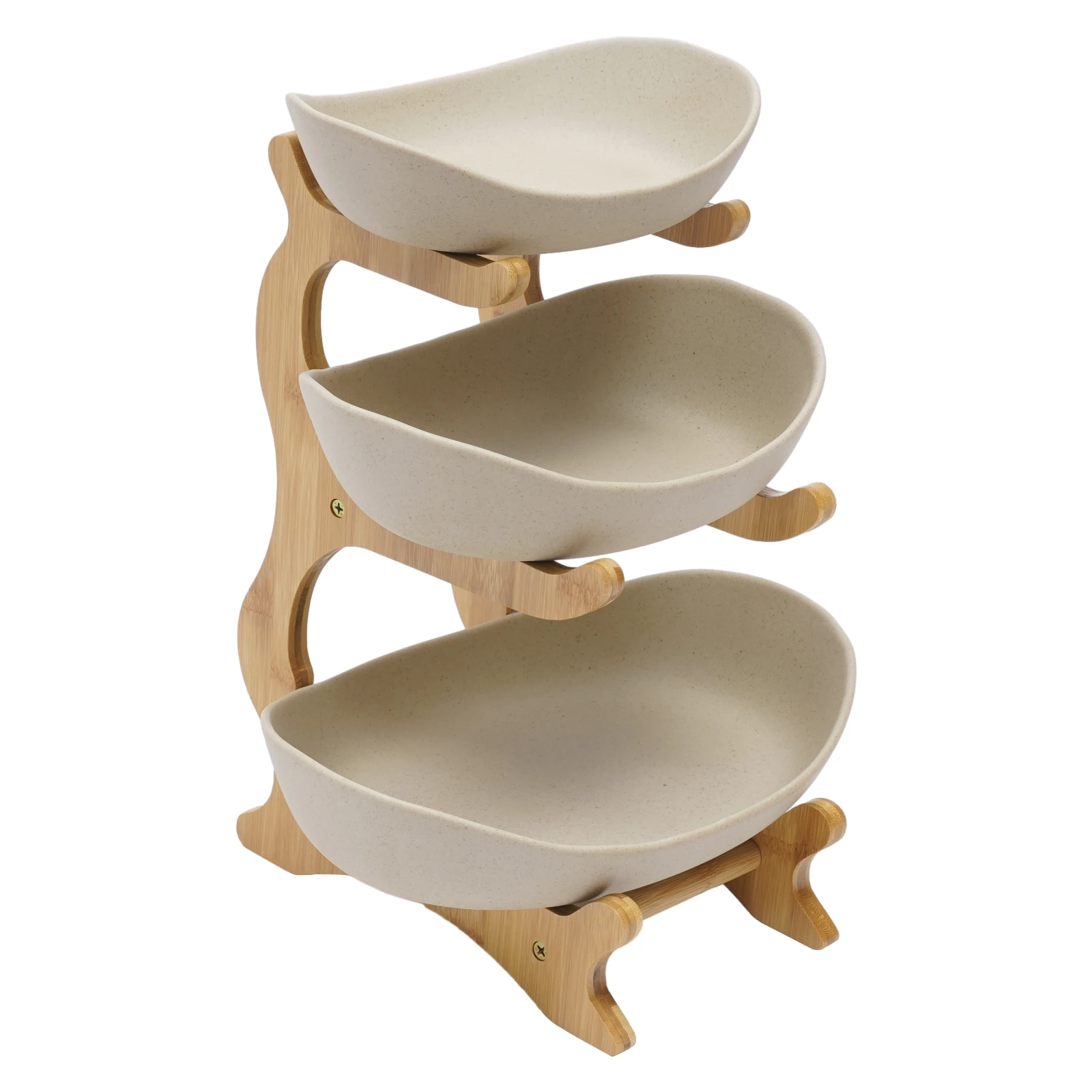 

Элегантные подставки для тортов для десертов и фруктов, 3-х уровневый поднос из бамбука и керамики, прочный и стильный дисплей