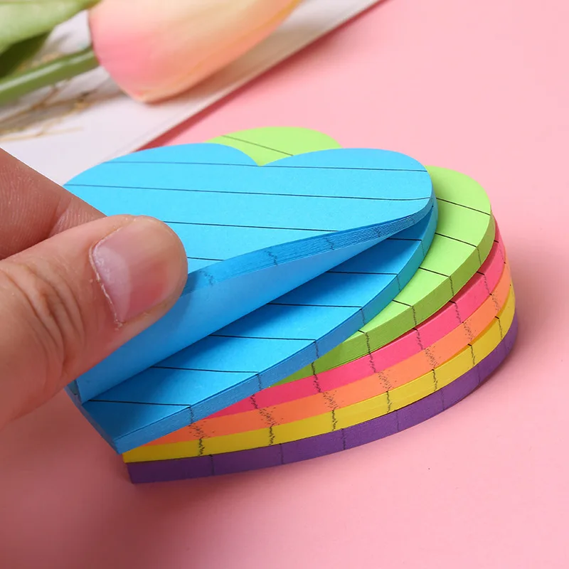 8 colors Sticky notes Notepad Office bookmark Cute heart shaped lines Sticky notes Posted it Stickers in notebook Memo pad