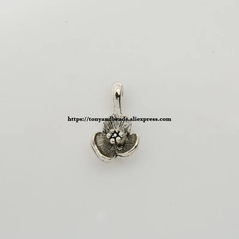 (50Pcs/Lot) Zinc Alloy Tibetan Silver European Charm Lotus-Shape Pendant Size 12X10mm AD4665B