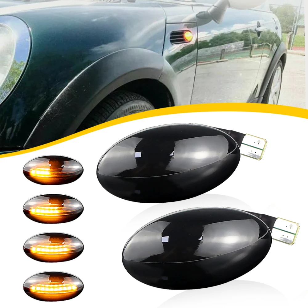 

2PCS Dynamic LED Flashing Turn Signal Lamp Side Marker Light Car Tuning For Mini Cooper R50 2002-2006 Cooper R52 2004-2008