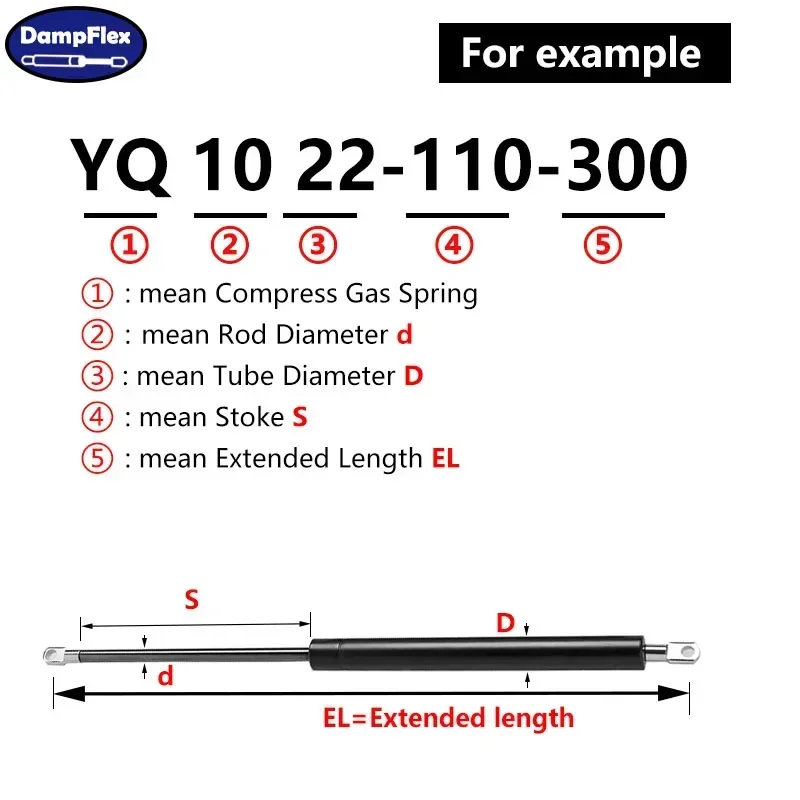 1st 1000n 230-300Mm Universele Gas Stutten Oogje Uitgangen Lift Ondersteuning Bed Lift Ondersteunt Auto Schokdempers Zware Gasveer