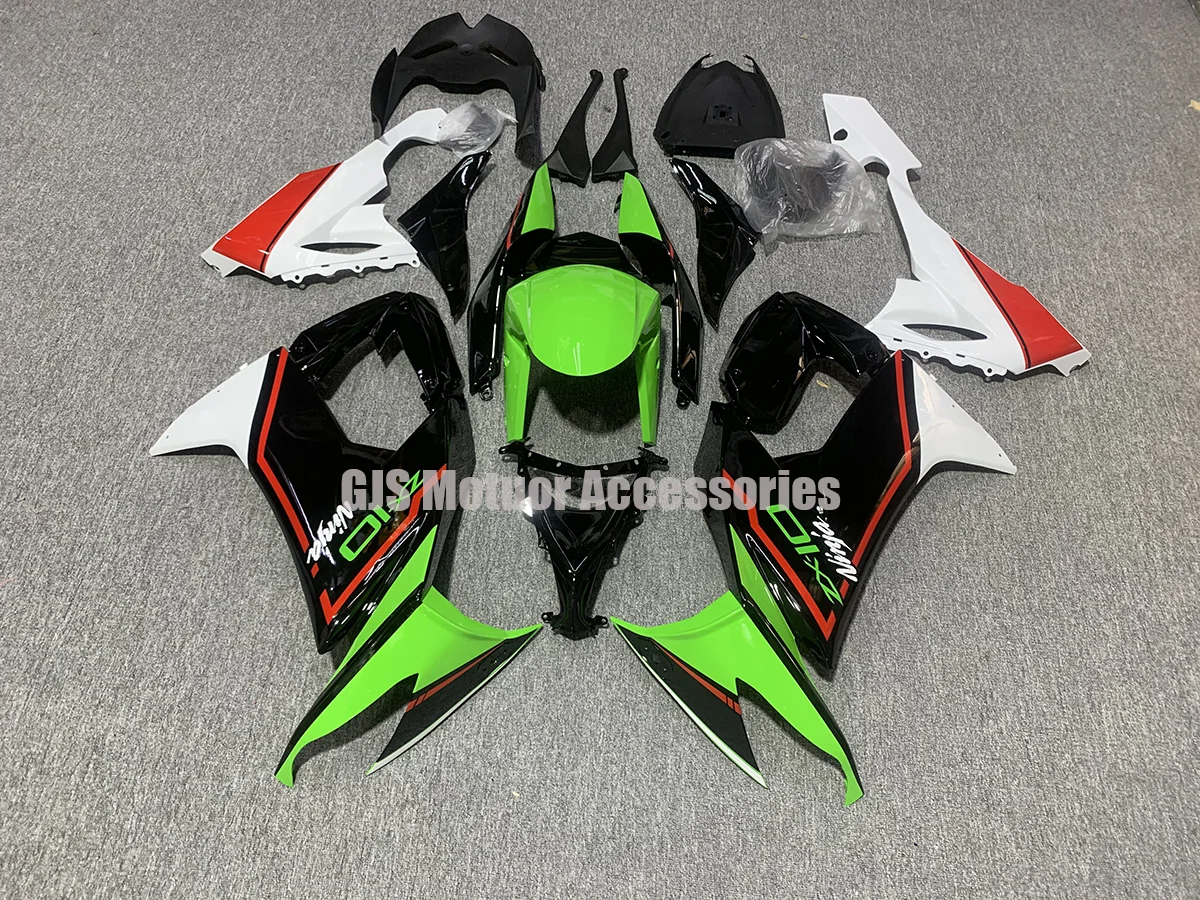 

Для Kawasaki Ninja ZX-10R 08 09 10, комплект обтекателей, бесплатные обтекатели на заказ, 2008 2009 2010 ZX-10R, комплект зеленого, черного цвета