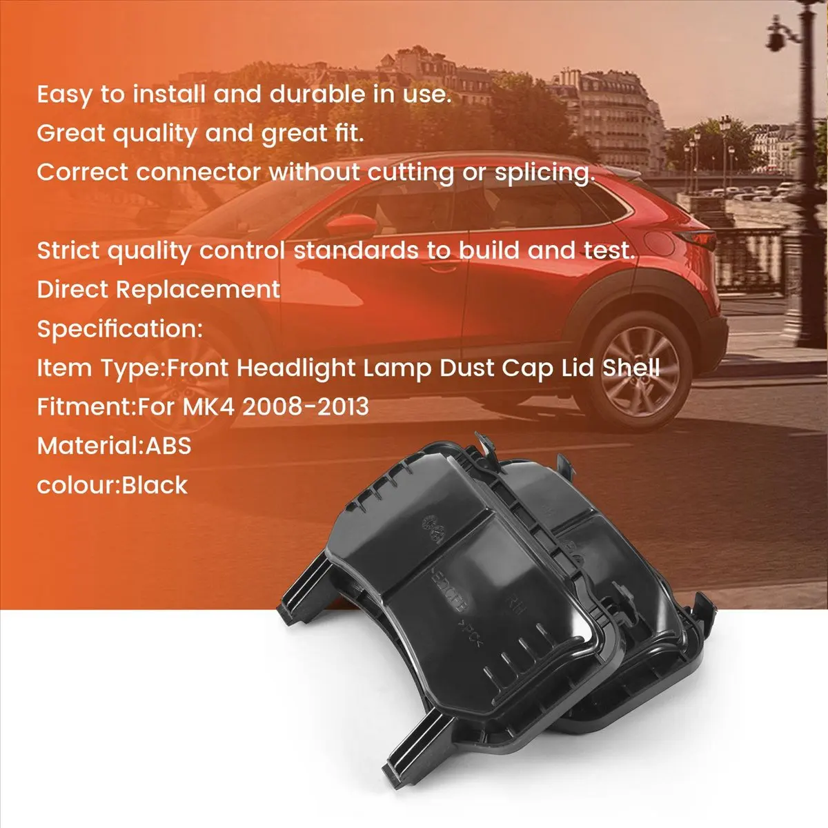 #39H Automotive Parts & Accessories,1Pair Car Front Headlight Dust Cap for Ford Mondeo MK4 2008-2013 (Black)