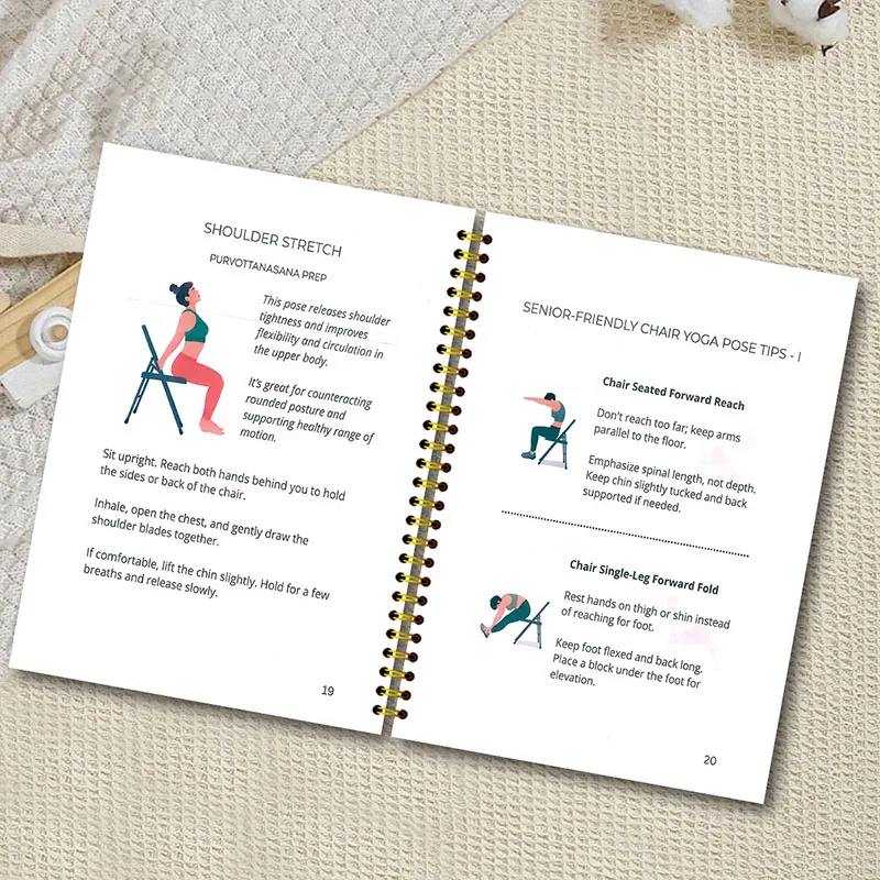 30 Day Chair Yoga Weight Loss Journal, Low-Impact Workout Guide with Meal Plan & Progress Tracker for Home Gym view 3