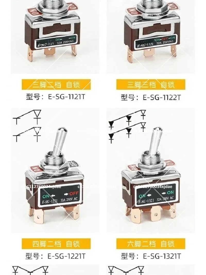 5pcs Button Switch 1021T Soldered Straight Leg Rocker Lever 1322T 1321 6 Leg 3-Position 2-Position Power Toggle Switch