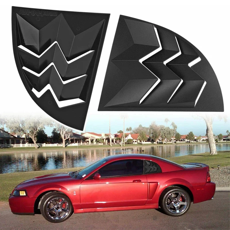 

Rear Side Window Louver Windshield Sun Shade Cover For Ford Mustang 1999-2004 in GT Lambo Style ABS Matte Black (Pair)