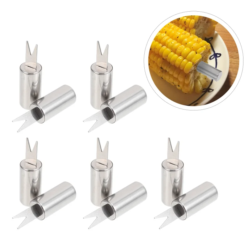 Corn Cob Forks Skewers Holders Forkbbq Holder The Fruit Steel Barbecue Picks Stainless Sweetcorn Sticks Metal Cooking Handlefor