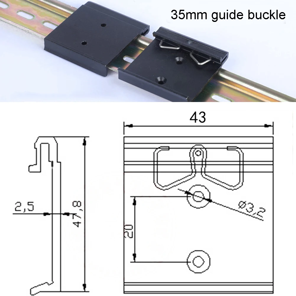 5PC DIN35mm Metale DIN Rail Fixed Clamp Clip Relay C45 Mounting Buckle Simple Fixing Rack With Mounting Holes Rail