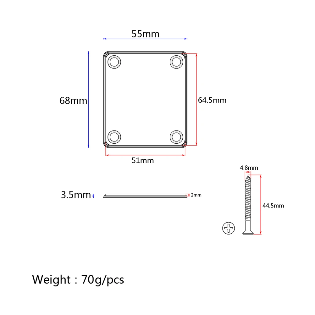 

2pcs Reinforcement Plate Set Electric Guitar Bass Replacement Durable High Grade Material Lightweight screws Guitar Parts
