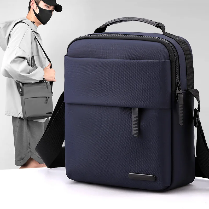 Europe and the new fashion slung portable shoulder bag waterproof pu casual minimalist satchel trend men's bag.