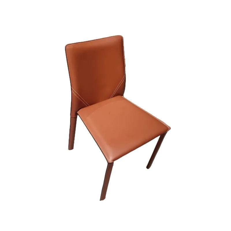 

Orange Saddle Leather Dining Leisure Living Room Single Balcony Negotiation Chair Leather Dining Chair