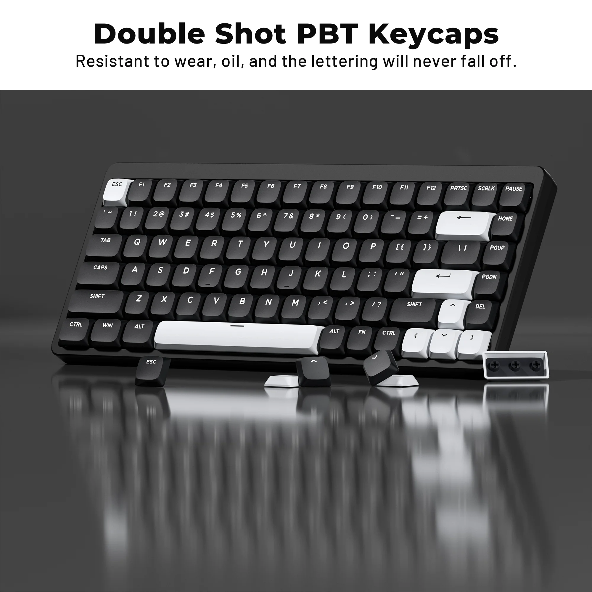 XVX 127 Keycaps Superior PBT Material Low Profile Keycaps Double-shot Keyboard Keycaps White Green Keycaps