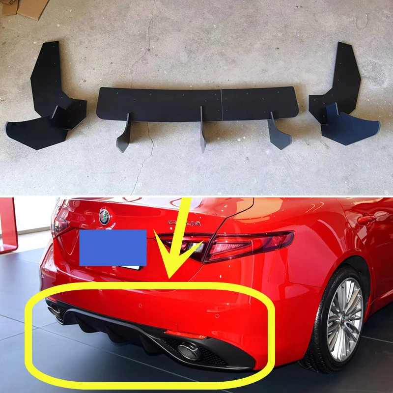 For Alfa Romeo Giulia 2.0 Veloce 2017-2020 Year Rear Diffuser Bumper Lips Spoiler Splitter Body Kit Accessories