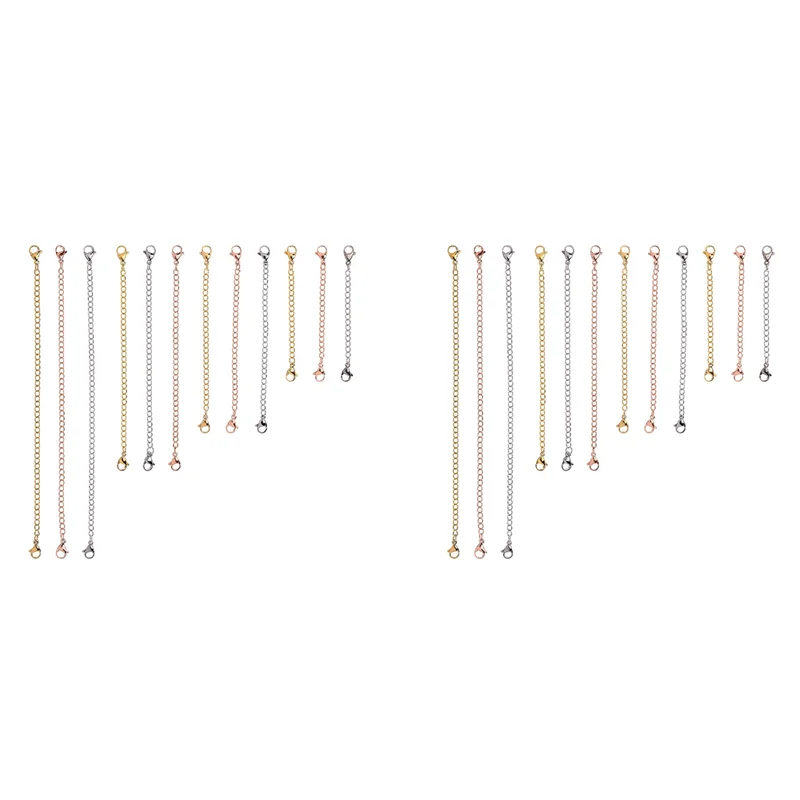 FULL-24 قطعة قلادة من الفولاذ المقاوم للصدأ موسع سوار موسع موسع سلسلة مجموعة 6 بوصة 4 بوصة 3 بوصة 2 بوصة