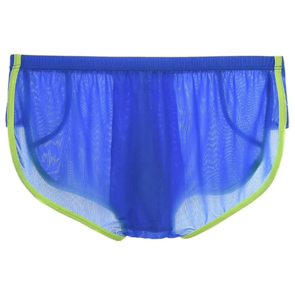 Zonbailon Men’s Silk See Thru Boxer Briefs Sexy Mesh Lingeries Split SIde Bulge Pouch Boxers Shorts Mens Ultra Thin