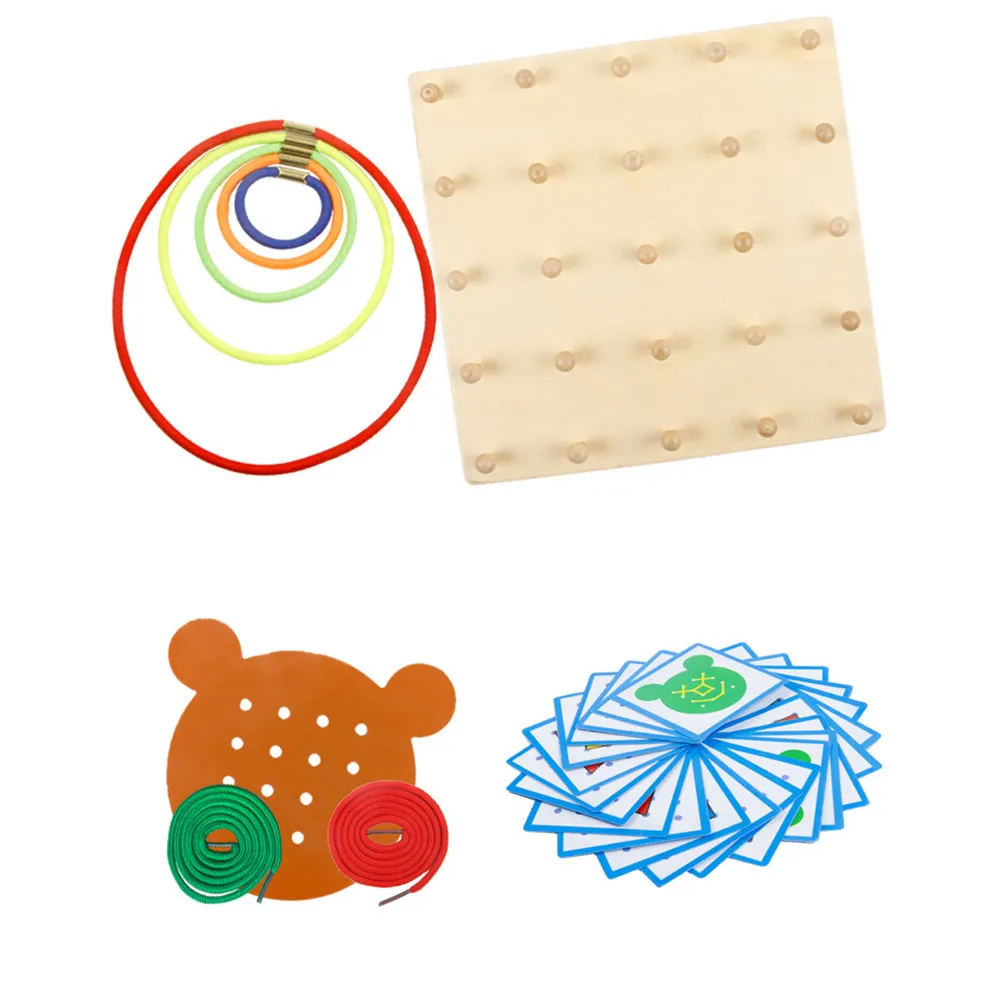 

1Pcs Wooden Nail Plate Environmental Pigment Safety Math Learning Preschool Education Geometry Board Children Teaching