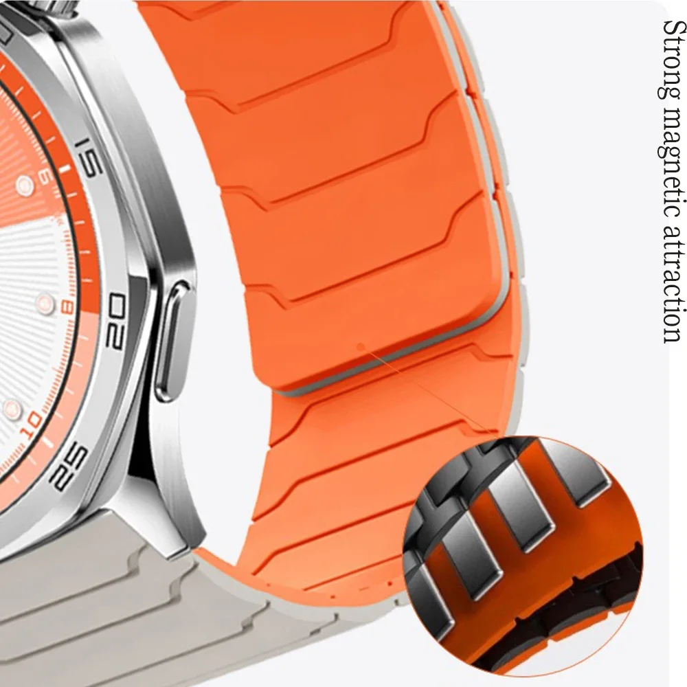 Магнитный силиконовый ремешок для Huawei Watch GT4/5/5 Pro 46 мм Samsung Galaxy Watch 7 6 5 Amazfit Balance 2 Браслет Garmin Active 6
