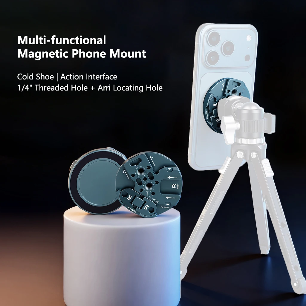 Magnetische Handy-Stativhalterung mit Action-Kamera-Adapter für MagSafe iPhone 16 15 14 13 12 Schnellwechsel-Adapter-Halterung – Detail 1