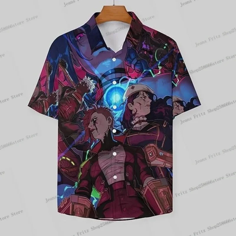Popular Anime Arcane League Jinx 3D Printing Man/Women Casual Fashion Short Sleeves shirt Lapel Button Oversized Unisex Shirts