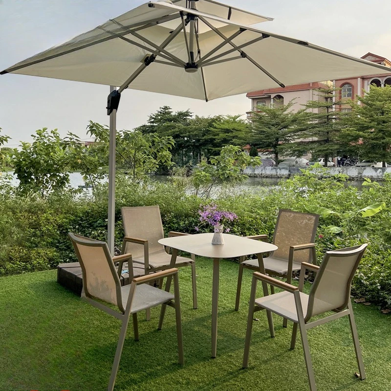 Outdoor table and chair leisure rattan chair combination open-air garden courtyard balcony rope weaving waterproof sunscreen din
