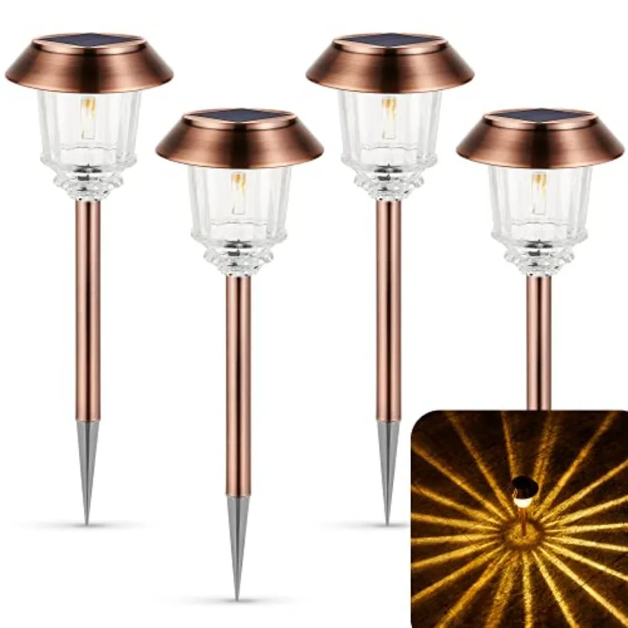 

Solar Lights Outdoor Waterproof 4 Pack Solar Lights for Outside 10-40 LM Dimmable LED Glass Outdoor Solar Lights for Yard Pathw