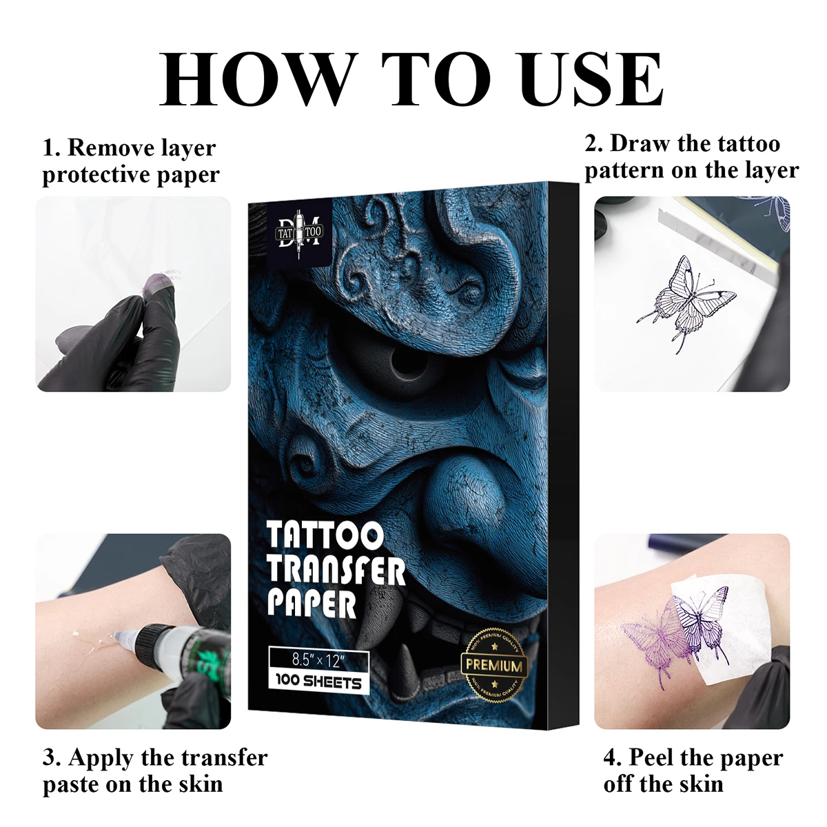 20/50/100PCS Premium Tattoo Transfer Paper 4 Layer Free Hand Thermal Copier Stencil Paper for Tattooists Tattoo Supplies view 5