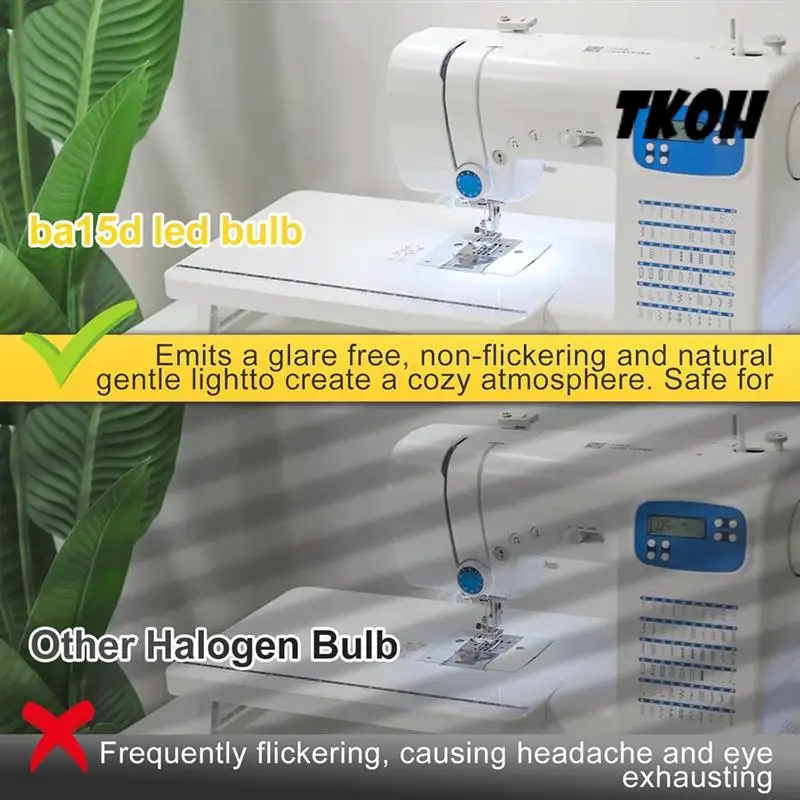 TKOH-BA15DLED 120V Dual Contact Bayonet Base Bulb,50 Watt Halogen JD T3/T4 Equivalent,Replacement Sewing Machine LED Bulb