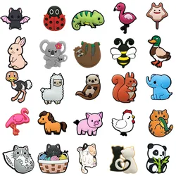 1/25pcs Cute Animal Shoe Charms Funny Cat Pig Panda Shoe Decorations Accessories Koala Ladybug Clog Jeans for Kids