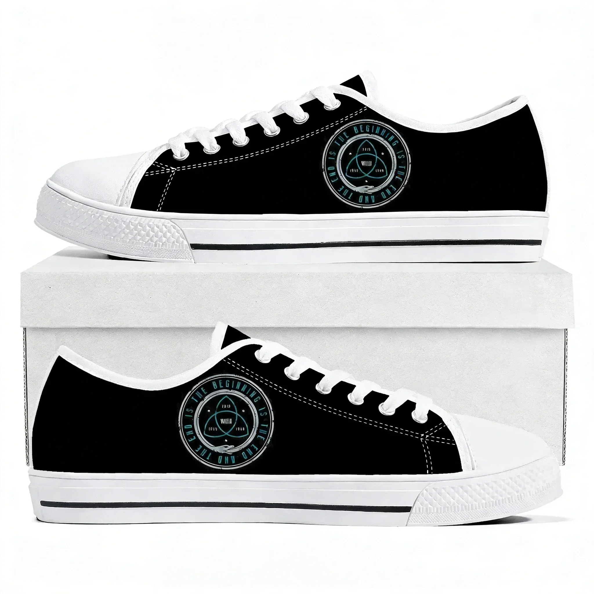Dark TV series Low Top Sneakers Mens Womens Teenager High Quality Beginning End Canvas Sneaker couple Casual Shoes Custom Shoe