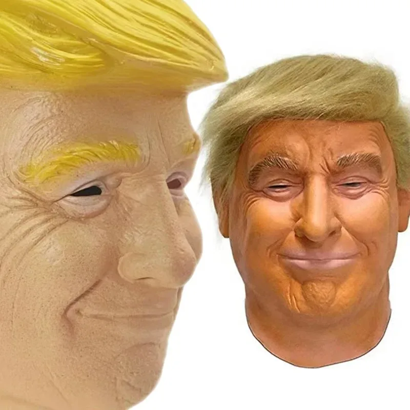 

Trump Latex Mask Funny Figure Mask Full Face Headgear Halloween Donald Mask Cosplay Character Dress Up Props America First MAGA