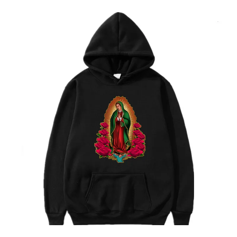 Virgin Mary Of Guadalupe Printed Hoodies Men Woman Y2k Hoodie Streetwear Hooded Sweatshirts Pullovers Unisex Tracksuit Clothing