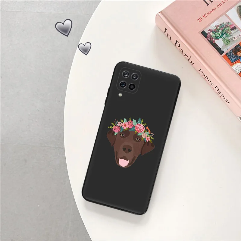 Phone Case for Samsung A31 A32 A33 A34 A51 A52 A53 A54 A71 A52S A72 A73 4G 5G Border Collie flower crown Shell Black Cases Cover