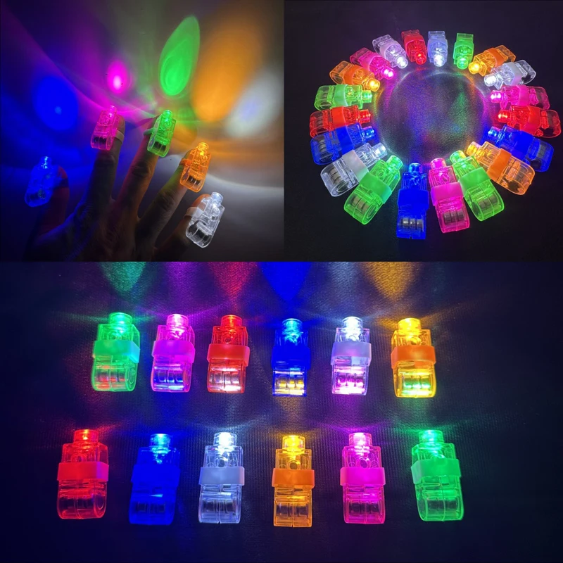 30/50/100Pcs LED Finger Lights Color Finger Flashlights Light Up Toys for Kids Birthday Christmas Halloween Party Favors