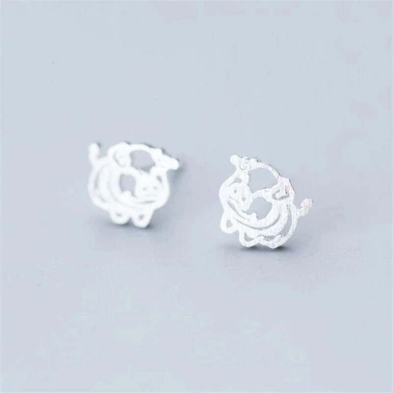 Uini Tail hot selling new 925 sterling silver Korean version fashionable hollowed out cute pig cute animal brushed earrings