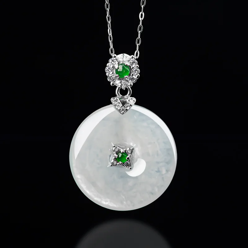 

Роскошный жадеитовый кулон с узлом мира S925, серебро, ледяной нефрит, женские ювелирные изделия, подарок