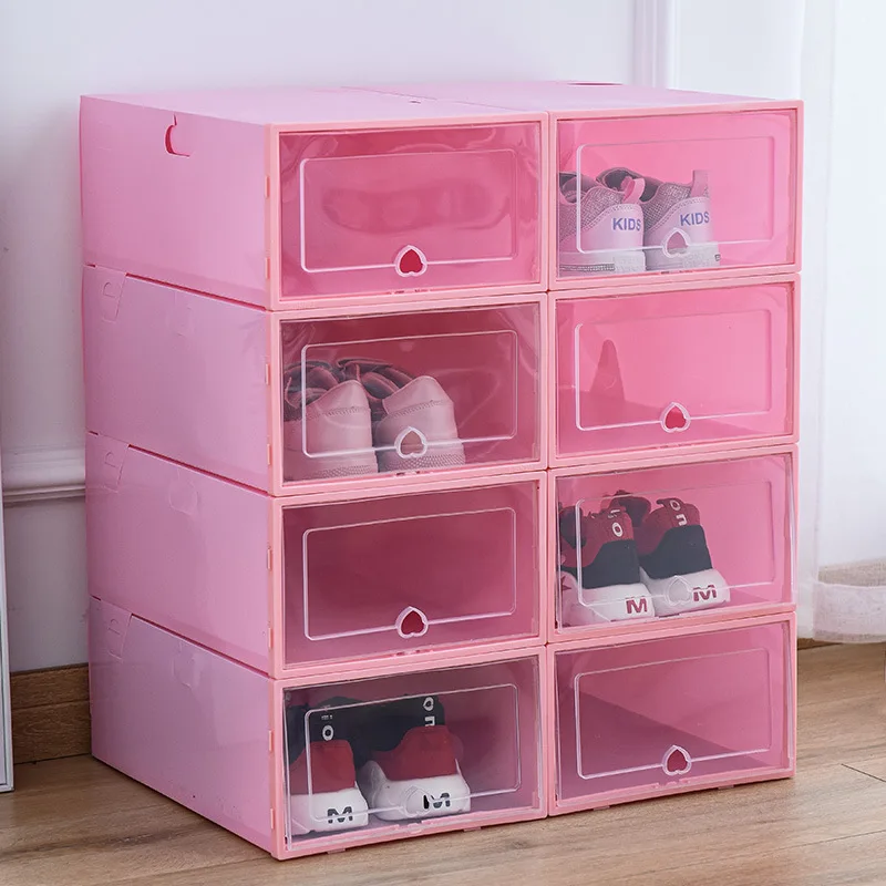 Shoe Organizer Storage Box Sneaker Cabinet Bins Foldable with Magnetic Clear Door