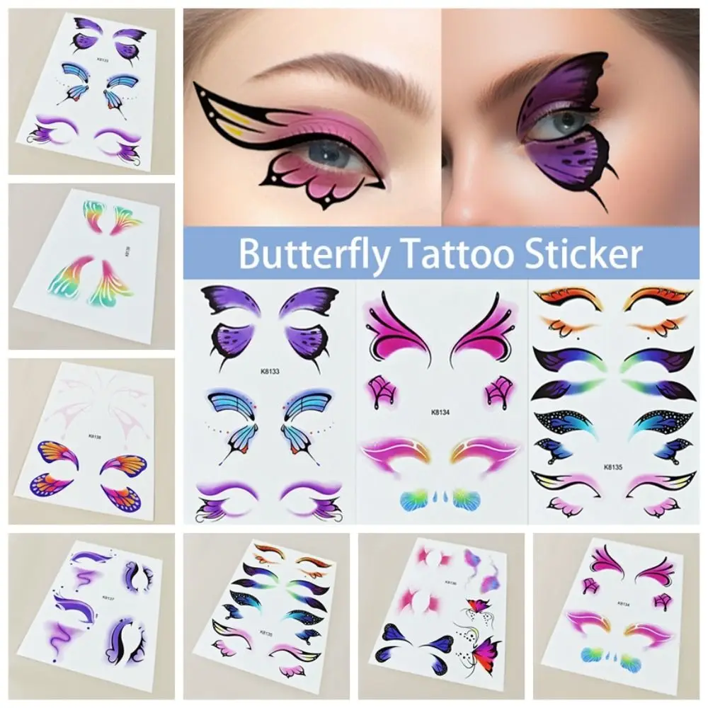 Fairy Butterfly Eye Tattoo Stickers Colorful Temporary Butterfly Fake Tattoos Waterproof Long-lasting Disposable Tattoos Sticker