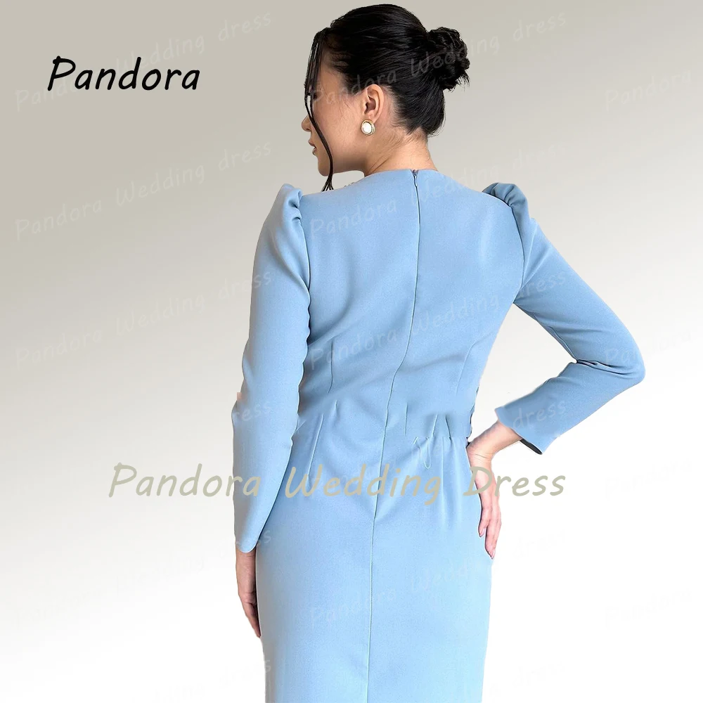 Pandora vestido de noche formal para mujer, cuello redondo, manga larga, plisado, cuentas, sirena, hasta el tobillo, boda, cumpleaños, fiesta de graduación