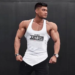 Mens Fitness Fashion Irregular Hem Vests Cotton Breathable Gym Bodybuilding Tank Tops Workout Muscle Casual Sleeveless Shirts