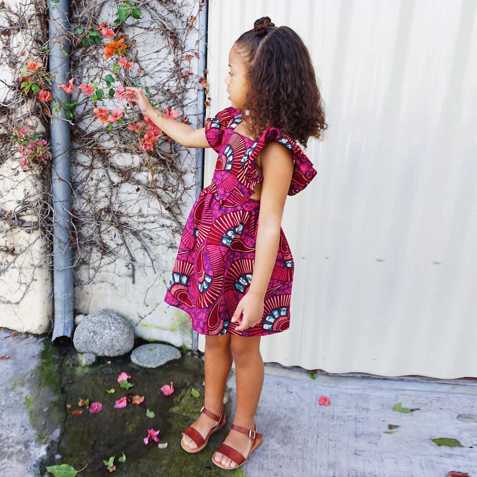 African Traditional Toddler Girls Dresses 2023 Summer Fly Sleeve Casual Party Dress Kids Girls Ankara Princess Dresses 1-6Y