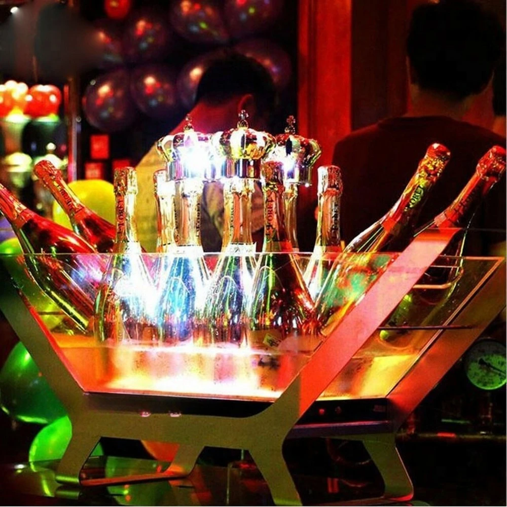 Giant LED Ice Bucket 6-12 Bottles Moet Champagne Ice Bucket Boat Color Changing Wine Cooler Bar Wedding Party Beer Holder