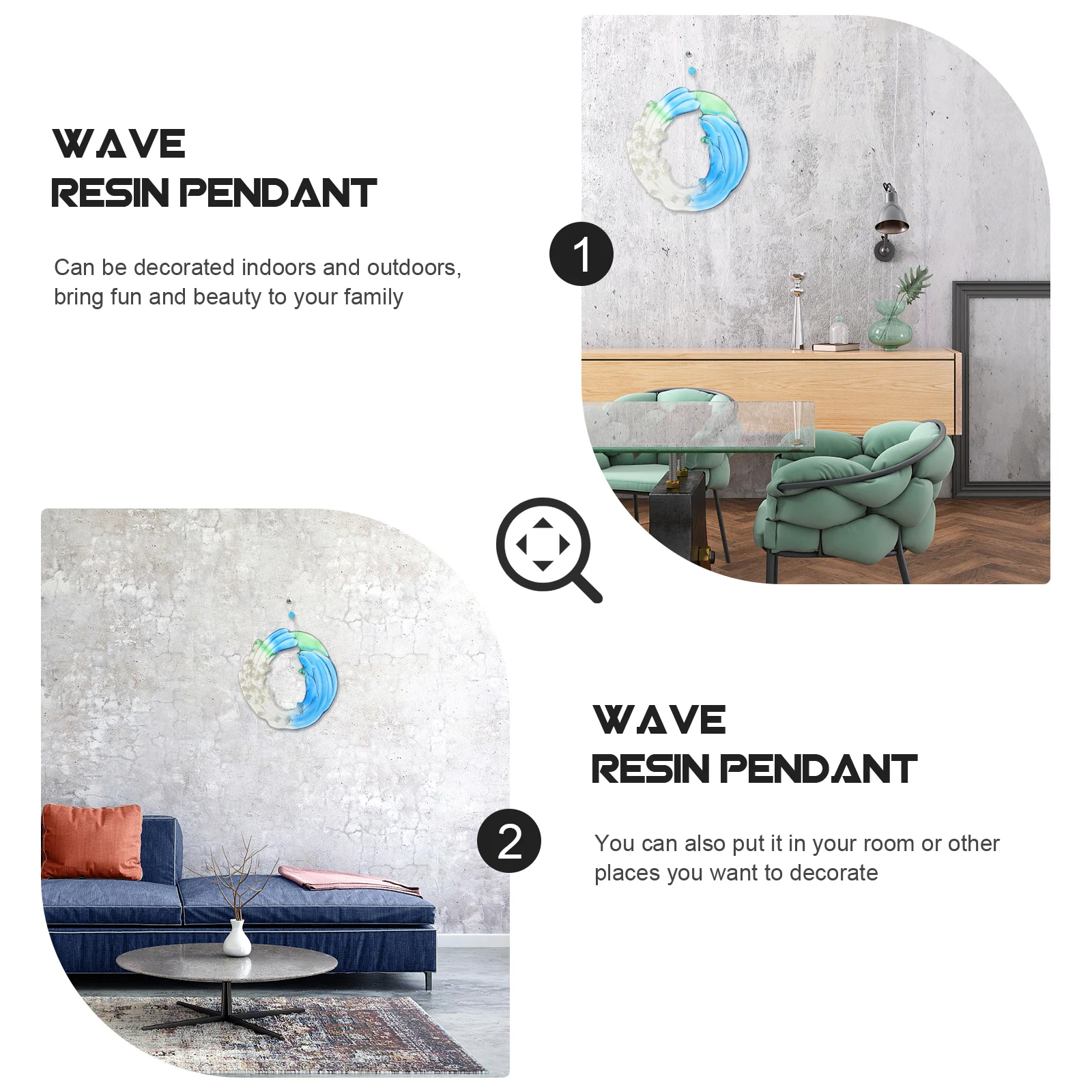 

1Pcs Creative Resin Hawaii Sea Wave Pendant Hanging Ornament Garden Yard Decor Outdoor Indoor Home Decoration Adornment