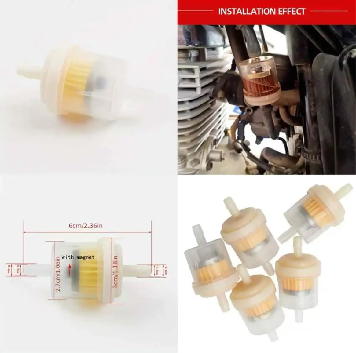 

Universal 6mm Hose Motorcycle Petrol Gas Fuel Gasoline Oil Filter For ATV Scooter Motorcycle Moped Scooter Dirt