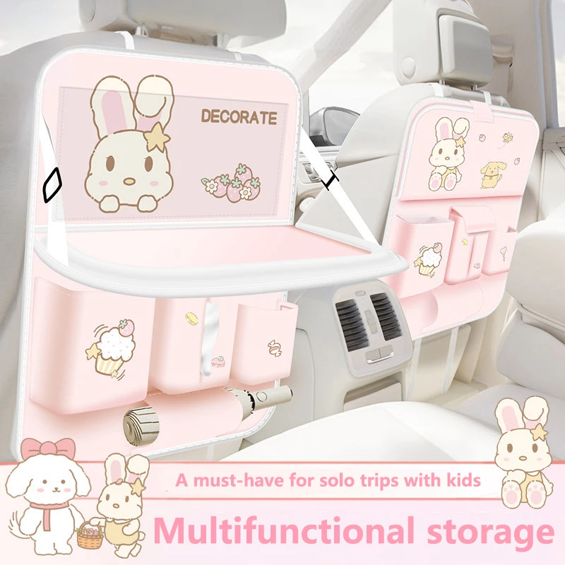 Cute Rabbit & Puppy Car Storage Hanging Bag Children's Interior Small Table Board Car Chair Back Organizer Auto Interior Storage